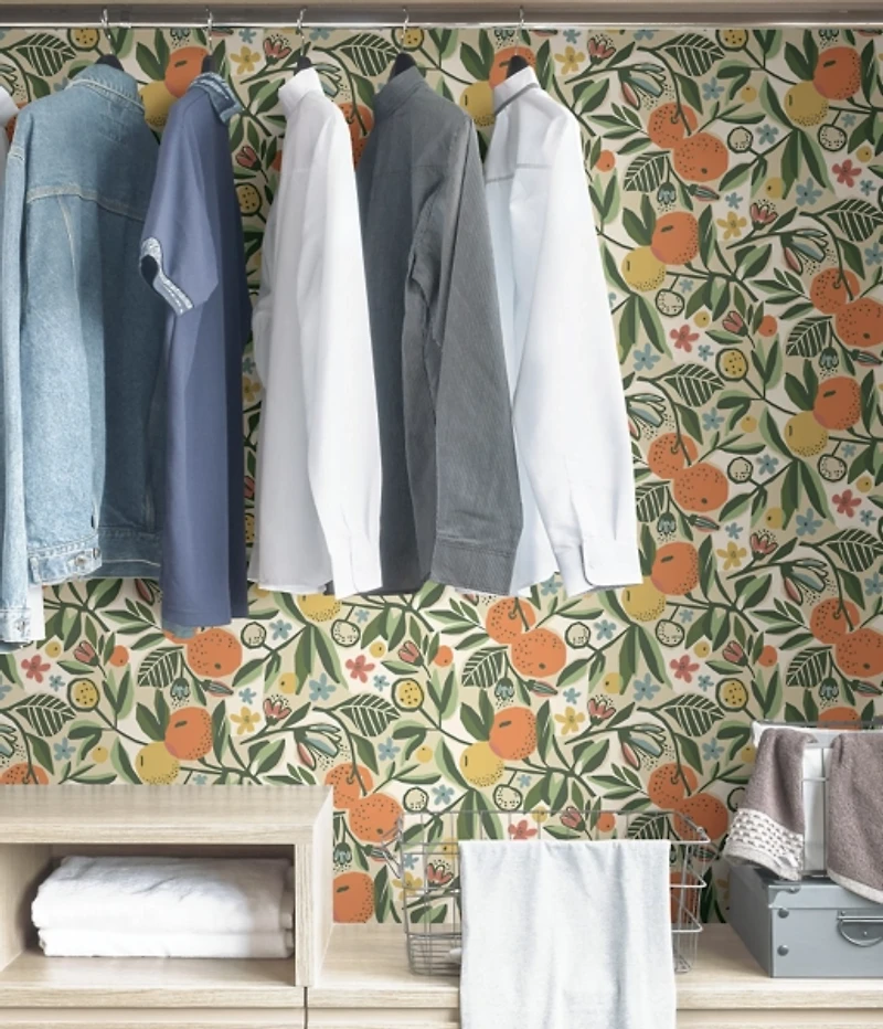 Green Clementine Peel & Stick Wallpaper