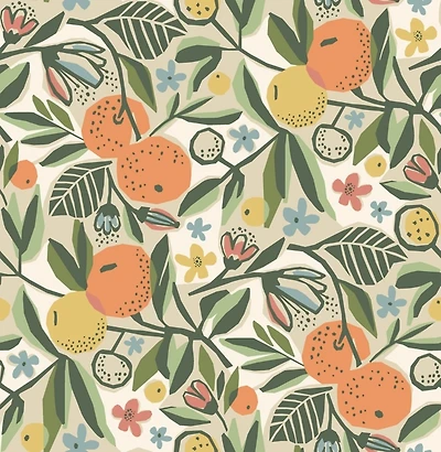 Green Clementine Peel & Stick Wallpaper