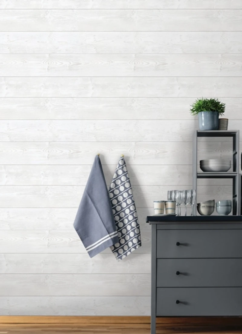 White Urban Shiplap Peel & Stick Wallpaper