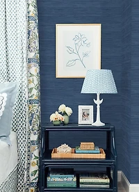 Navy Blue Faux Grasscloth Peel & Stick Wallpaper