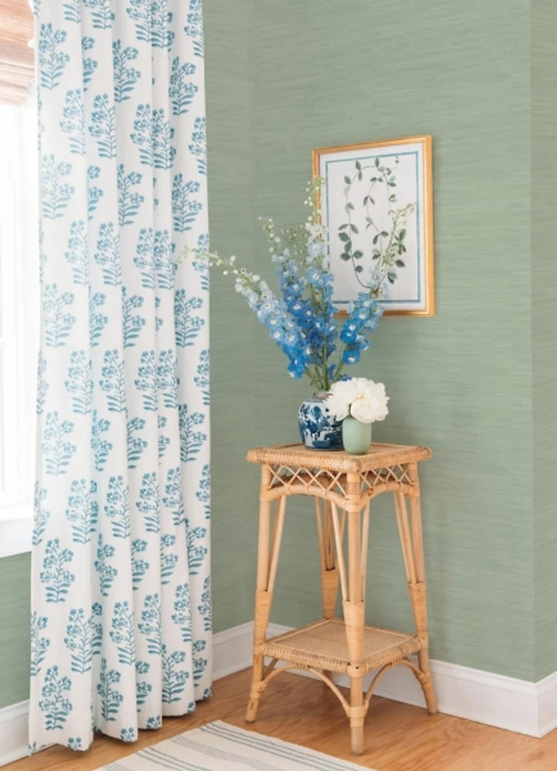 Sage Blue Faux Grasscloth Peel & Stick Wallpaper