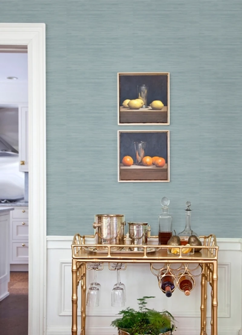 Sky Blue Faux Grasscloth Peel & Stick Wallpaper