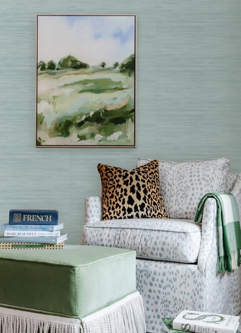 Sky Blue Faux Grasscloth Peel & Stick Wallpaper