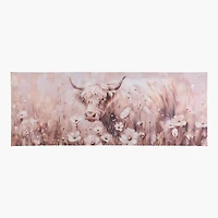 Highland Cow in Daisy Field Canvas Art Print