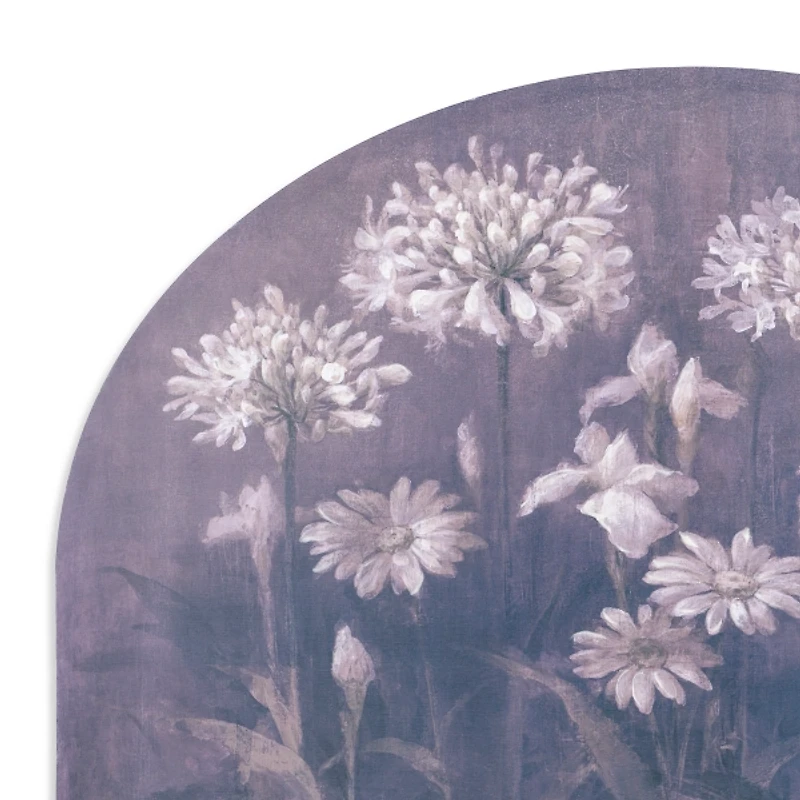 Florals on Blue Arched Canvas Art Print