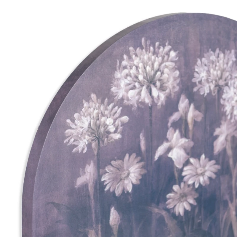 Florals on Blue Arched Canvas Art Print