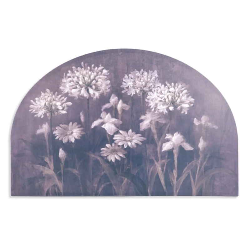 Florals on Blue Arched Canvas Art Print