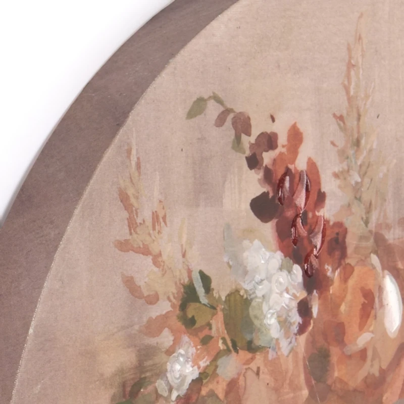 Round Terracotta Florals Canvas Art Print