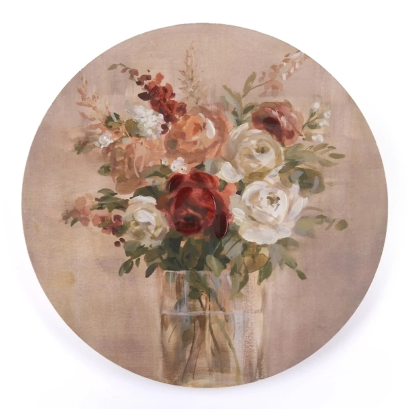 Round Terracotta Florals Canvas Art Print