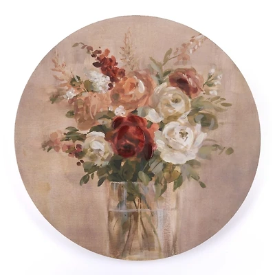 Round Terracotta Florals Canvas Art Print