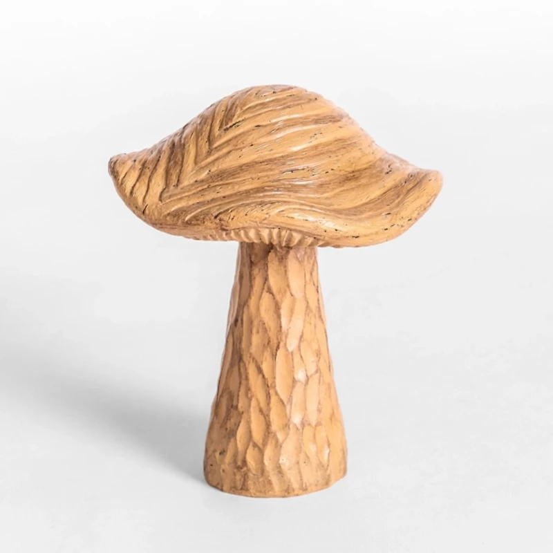 Brown Carved Mushroom Figurine, 5 in.
