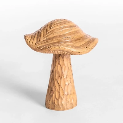 Brown Carved Mushroom Figurine, 5 in.