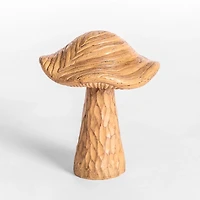 Brown Carved Mushroom Figurine, 5 in.