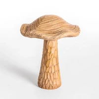 Brown Carved Mushroom Figurine, 7.5 in.