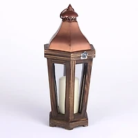 Bronze Iron and Wood Bates Lantern, 17 in.