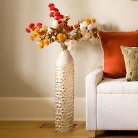 Distressed Gold Metal Floral Floor Vase