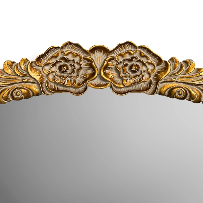Oval Laura Gold Flower Wall Mirror