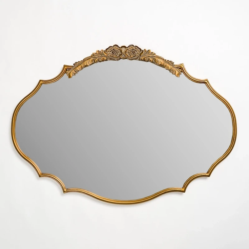 Oval Laura Gold Flower Wall Mirror