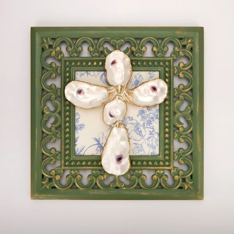Oyster Shell Cross Wall Plaque