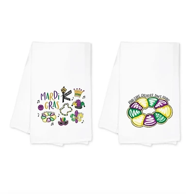 Mardi Gras King Cake Tea Towels, Set of 2