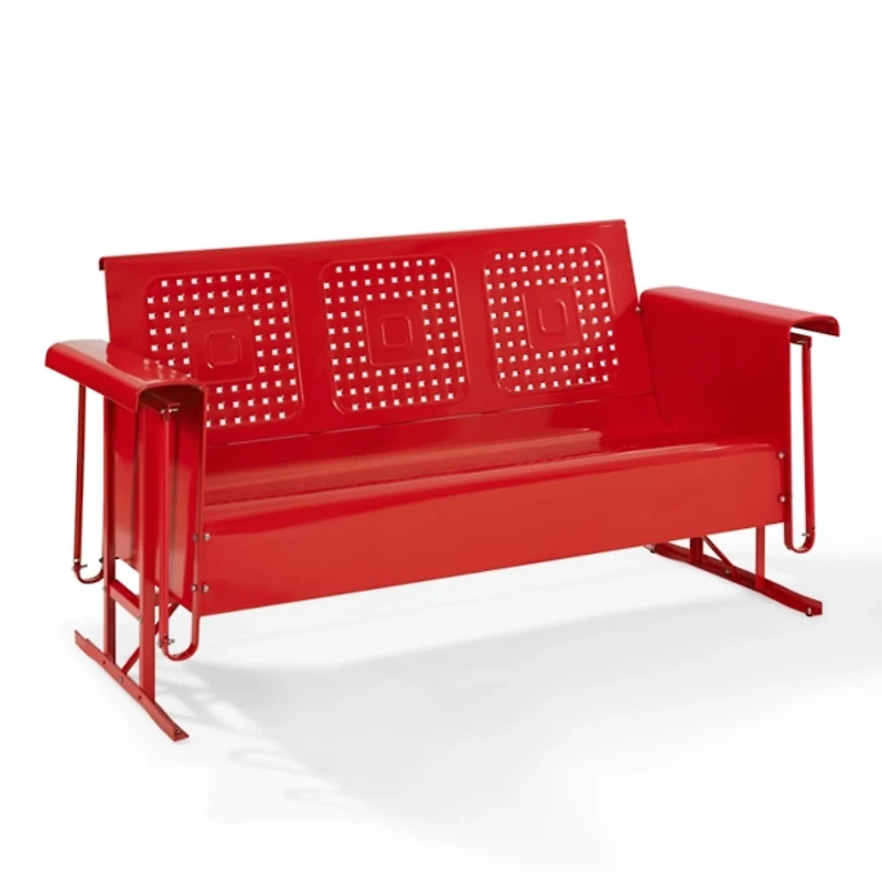 Red Metal Retro Outdoor Sofa Glider