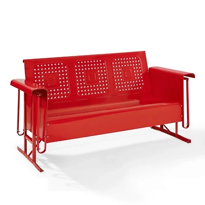 Red Metal Retro Outdoor Sofa Glider