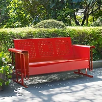 Red Metal Retro Outdoor Sofa Glider