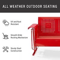 Red Metal Retro Outdoor Sofa Glider