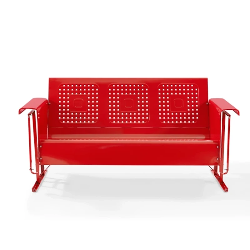 Red Metal Retro Outdoor Sofa Glider