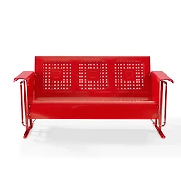 Red Metal Retro Outdoor Sofa Glider