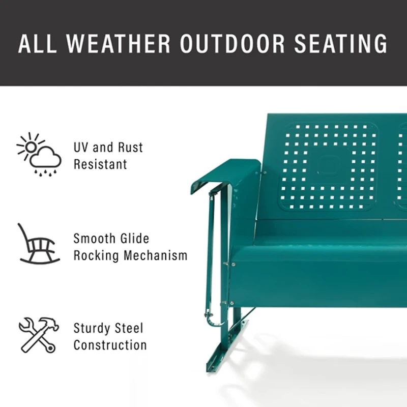 Turquoise Metal Retro Outdoor Sofa Glider