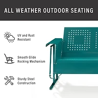 Turquoise Metal Retro Outdoor Sofa Glider