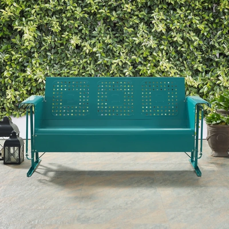 Turquoise Metal Retro Outdoor Sofa Glider