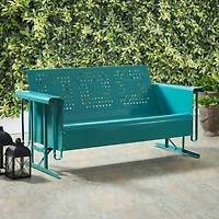 Turquoise Metal Retro Outdoor Sofa Glider