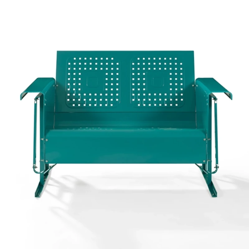 Turquoise Metal Retro Outdoor Loveseat Glider