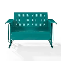 Turquoise Metal Retro Outdoor Loveseat Glider