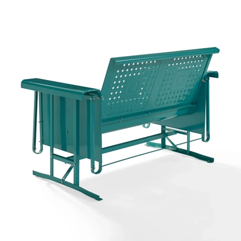 Turquoise Metal Retro Outdoor Loveseat Glider