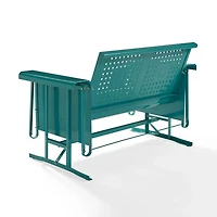 Turquoise Metal Retro Outdoor Loveseat Glider