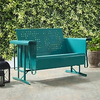 Turquoise Metal Retro Outdoor Loveseat Glider