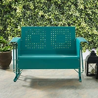 Turquoise Metal Retro Outdoor Loveseat Glider
