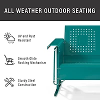 Turquoise Metal Retro Outdoor Loveseat Glider