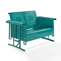 Turquoise Metal Retro Outdoor Loveseat Glider