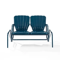 Navy Metal Clamshell Loveseat Glider
