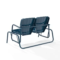 Navy Metal Clamshell Loveseat Glider
