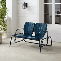 Navy Metal Clamshell Loveseat Glider