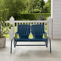 Navy Metal Clamshell Loveseat Glider