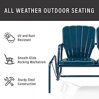 Navy Metal Clamshell Loveseat Glider