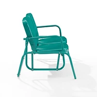 Turquoise Metal Clamshell Loveseat Glider