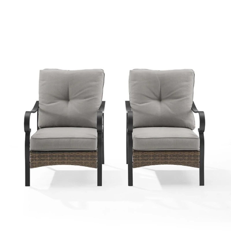 Black Metal & Wicker Outdoor Armchairs, Set of 2