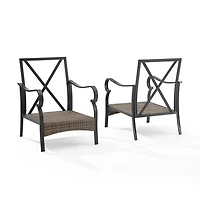 Black Metal & Wicker Outdoor Armchairs, Set of 2